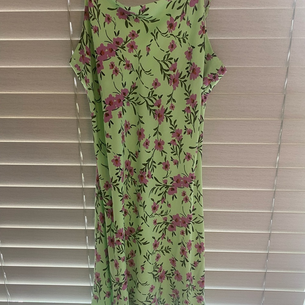 Zara Satin Light Green Dress
